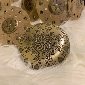 Boho Tan Textured Disc Waist Belt